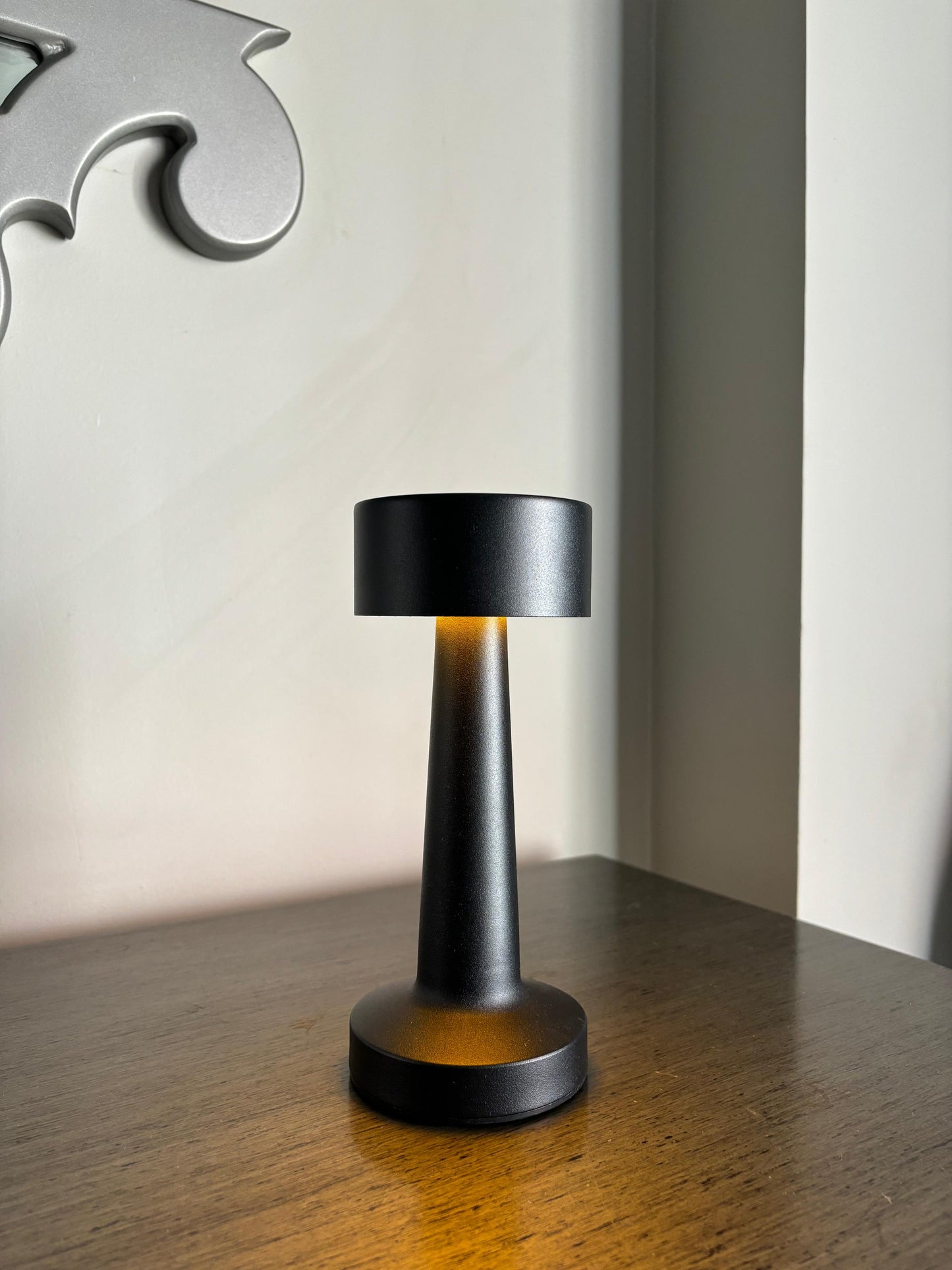 Black Modern Drum Table Lamp