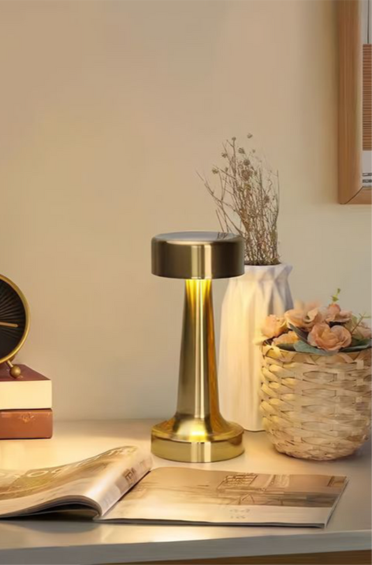 Gold Modern Drum Table Lamp