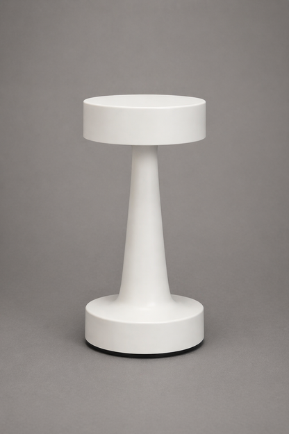 White Modern Drum Table Lamp