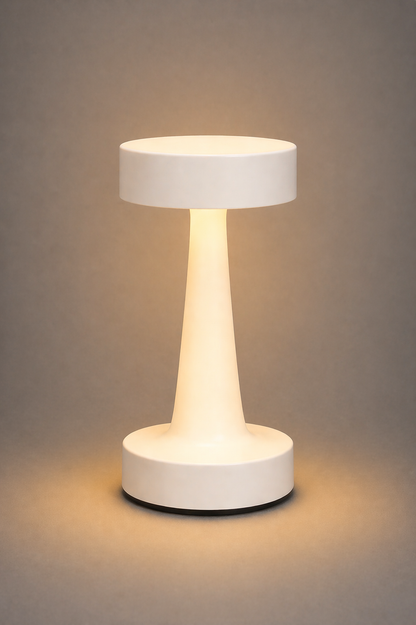 White Modern Drum Table Lamp