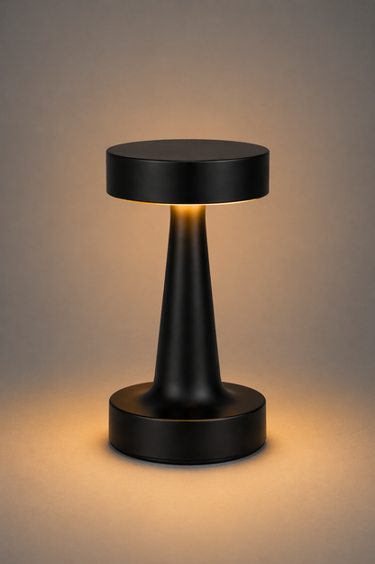 Black Modern Drum Table Lamp