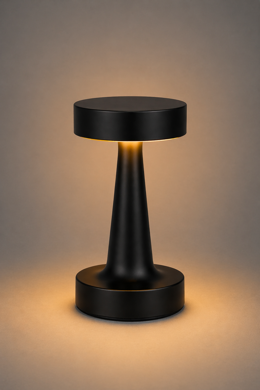 Black Modern Drum Table Lamp