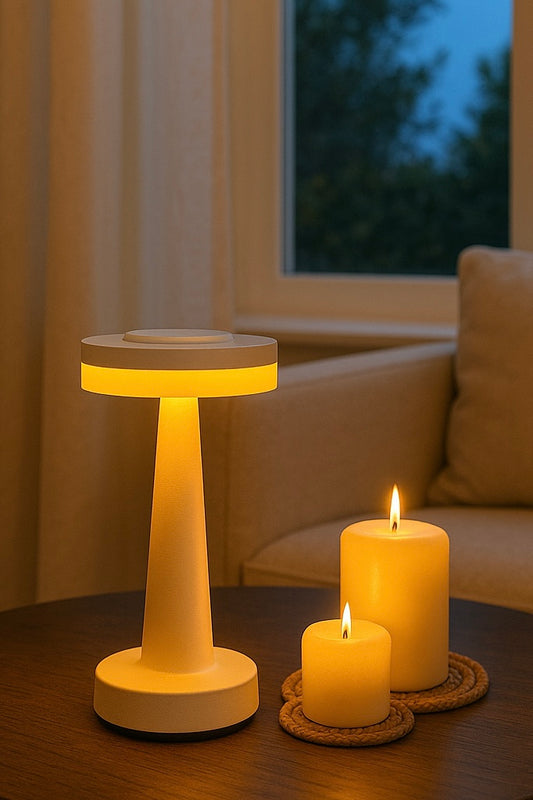 White Eclipse Base Table Lamps