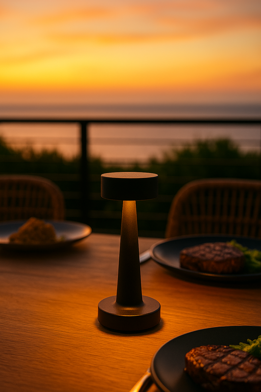 Black Modern Drum Table Lamp